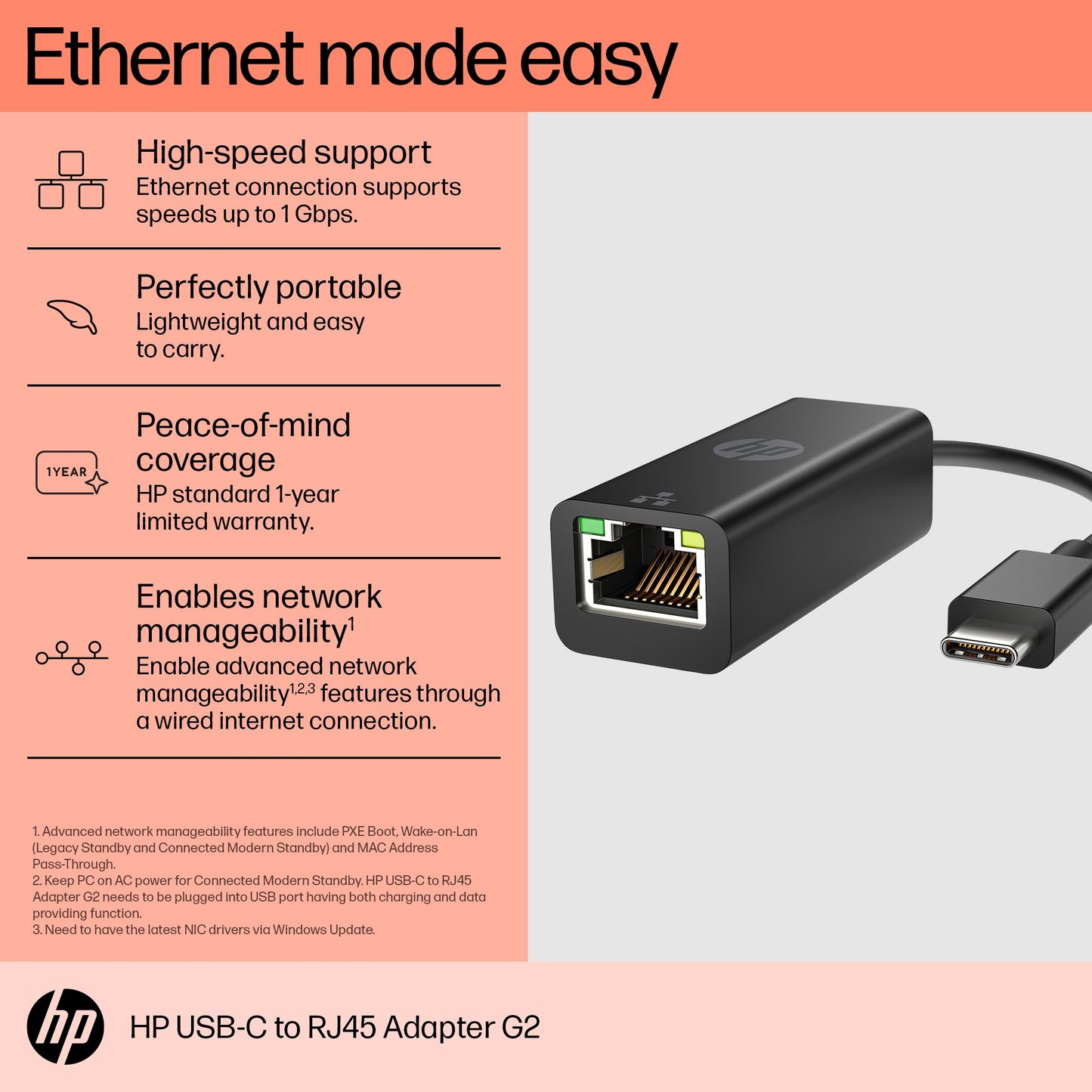 HP USB-C TO RJ45 ADAPTER